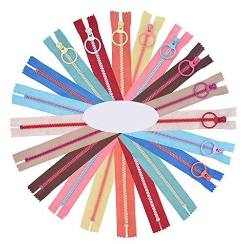 Cremalleras de Colores,Cremalleras de Resina 20 Piezas 30cm Cremalleras de Costura con Anillo de Metal para Sastre Costura Manualidades Bolsa Ropa