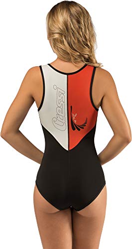 Cressi DEA Swimming Neoprene Wetsuit 1mm - Premium Neopreno Bañador Mujer Negro/Blanco/Naranja, M/3