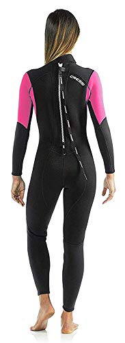 Cressi Morea Lady Monopiece Wetsuit 3mm Traje de Buceo Neopreno, Mujer, Negro/Rosa/Plata, M/3