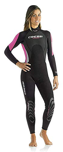 Cressi Morea Lady Monopiece Wetsuit 3mm Traje de Buceo Neopreno, Mujer, Negro/Rosa/Plata, M/3