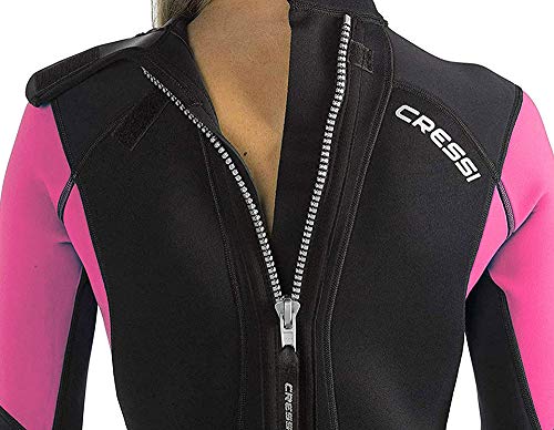 Cressi Morea Lady Monopiece Wetsuit 3mm Traje de Buceo Neopreno, Mujer, Negro/Rosa/Plata, M/3