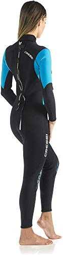 Cressi Morea Lady Monopiece Wetsuit 3mm Traje de Buceo Neopreno, Mujer, Negro/Turquesa/Plata, XL/5