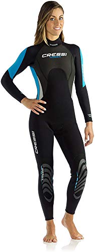 Cressi Morea Lady Monopiece Wetsuit 3mm Traje de Buceo Neopreno, Mujer, Negro/Turquesa/Plata, XL/5
