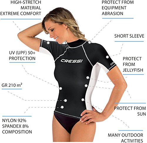 Cressi Rash Guard Camiseta con Filtro de Protección UV UPF 50+, Mujer, Negro, XS