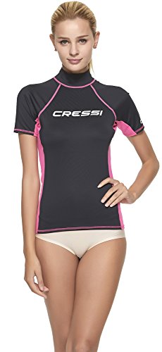 Cressi Rash Guard Camiseta con Filtro de Protección UV UPF 50+, Mujer, Negro/Rosa, L