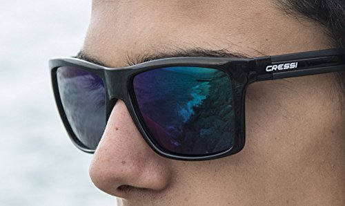 Cressi Rio Sunglasses Gafas de Sol Deportivo Polarizados, Unisex Adultos, Negro/Verde, Talla única