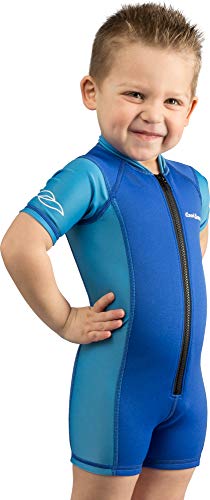 Cressi Shorty Kid Monoshort Infantil en Neopreno de 1.5/2mm de Mangas Cortas, Unisex niños, Azul/Azul Claro, M (3 Años)
