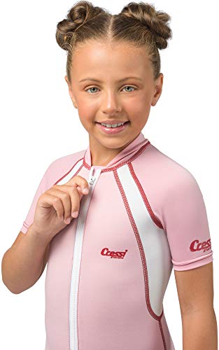 Cressi Shorty Kid Monoshort Infantil en Neopreno de 1.5/2mm, Unisex niños, Mangas Cortas-Rosa/Blanco, S (2 Años)