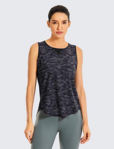 CRZ YOGA Camiseta Deportiva de Tirantes Prendas Deportivas para Mujer de Fitness Espalda Abierta Niebla Gris Camuflaje 38