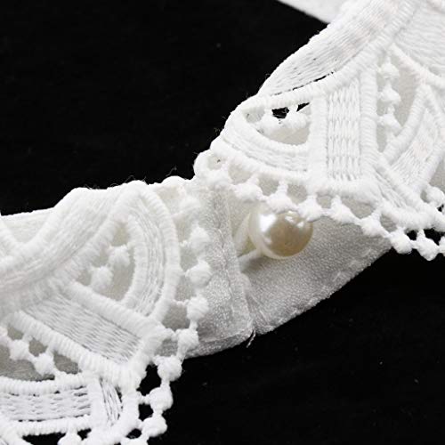 Cuello Falso de Encaje Floral Collar Media de Camisa para Traje sin Cuello, Vestido - Blanco, tal como se describe