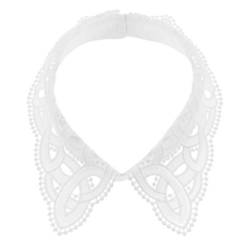 Cuello Falso de Encaje Floral Collar Media de Camisa para Traje sin Cuello, Vestido - Blanco, tal como se describe