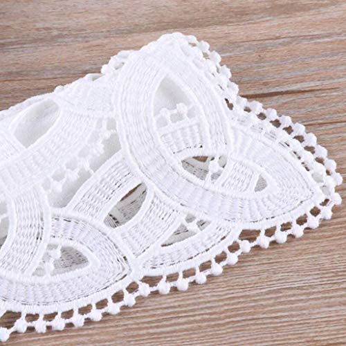 Cuello Falso de Encaje Floral Collar Media de Camisa para Traje sin Cuello, Vestido - Blanco, tal como se describe