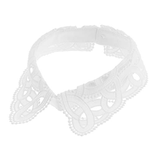Cuello Falso de Encaje Floral Collar Media de Camisa para Traje sin Cuello, Vestido - Blanco, tal como se describe