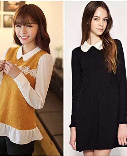 Cuello Falso Desmontable Collar Falso Camisa Mujer Cuello Falso Camisa Blusa Elegante (Blanco)