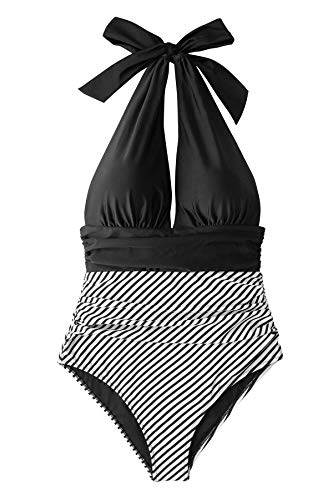 CUPSHE Bañador para Mujer Cuello en V Braga Reductora Traje de Baño, M