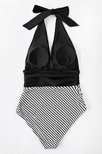 CUPSHE Bañador para Mujer Cuello en V Braga Reductora Traje de Baño, M
