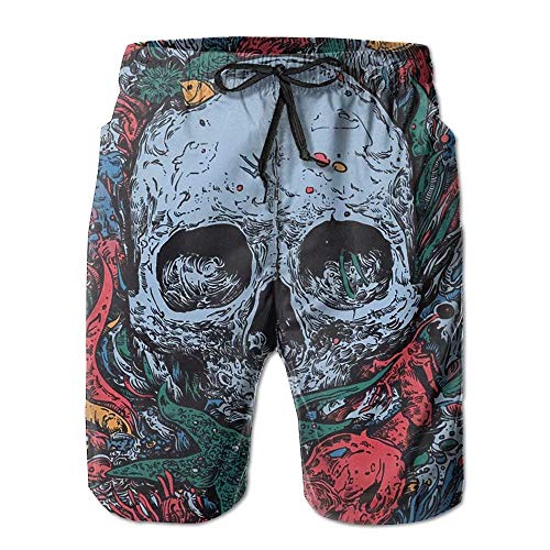 Cute Bi Skull Dope Art - Shorts de Playa de Secado rápido para Hombre, bañador de Playa, Talla M