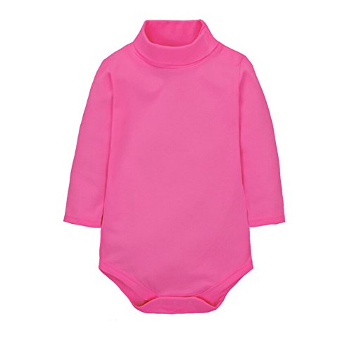 CuteOn 2 paquetes Unisexo Bebé Rompers - Cuello polo Manga Larga - 100% Algodón - Infantil Body Mono Rosa + Púrpura 24 Meses