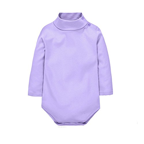 CuteOn 2 paquetes Unisexo Bebé Rompers - Cuello polo Manga Larga - 100% Algodón - Infantil Body Mono Rosa + Púrpura 24 Meses