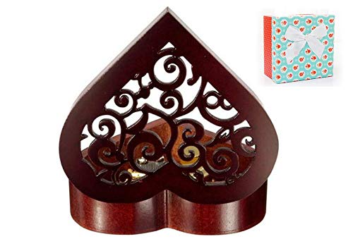 Cuzit - Caja de música de madera con forma de corazón, regalo para Navidad, cumpleaños, día de San Valentín, aniversario de boda, día de la madre