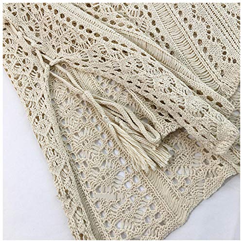 Cxypeng Elegante Traje Ropa De Baño Suelto,Blusa Calada de Punto Extragrande, Protector Solar Suelto de Longitud Media Vestido de Playa-Negro,Túnica Pareo para Mujer Playa Bikini