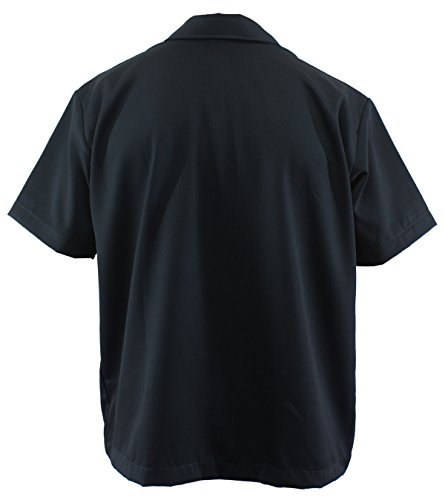 D600 - Camisa de bolos para hombre, estilo rockabilly, dos tonos negro y beige XL