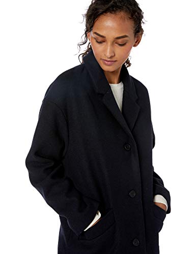 Daily Ritual Wool Cocoon Coat outerwear, Espiguilla azul marino, US S (EU S - M)