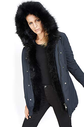 Dakota - Mujer Esquimal Fox - Parka Hood Abrigo de Piel sintética Invierno 2019 Chaqueta de Moda Chaqueta