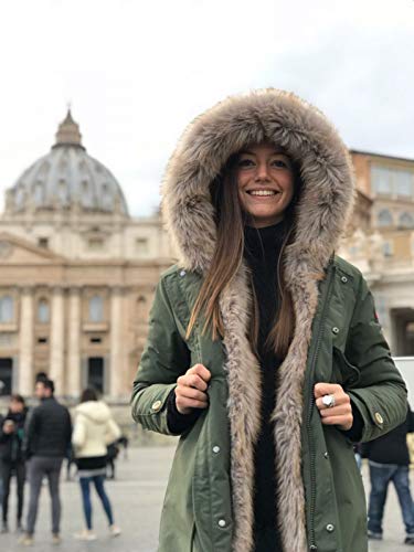 Dakota - Mujer Esquimal Fox - Parka Hood Abrigo de Piel sintética Invierno 2019 Chaqueta de Moda Chaqueta