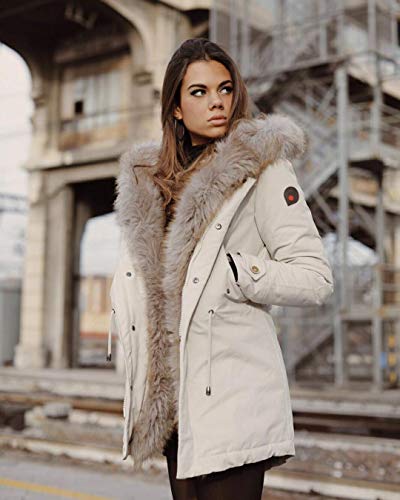 Dakota - Mujer Esquimal Fox - Parka Hood Abrigo de Piel sintética Invierno 2019 Chaqueta de Moda Chaqueta