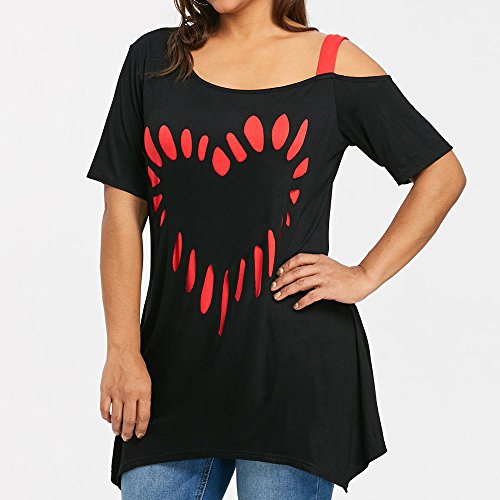 Damark（TM）Ropa Camisetas Mujer, Camisas Mujer Verano Elegantes Casual Tallas Grandes Deporte Algodon Amor impresión Camisetas Mujer Manga Corta Camiseta Blusas Tops para Mujer Fiesta en la playa (3XL)