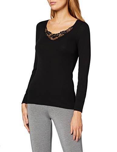 Damart Haut Fine Cote Dentelle Thermolactyl Degré 3 Camiseta térmica, Noir (Noir), M para Mujer