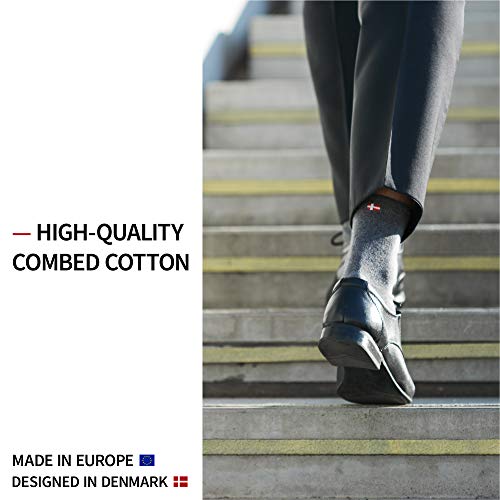 DANISH ENDURANCE Calcetines de Algodón, para Hombre y Mujer, Calcetines Clásicos de Vestir, Cómodos, Transpirables, para el Uso Diario, Negro, Gris, Rojo, Pack de 3 (Gris, EU 43-47)