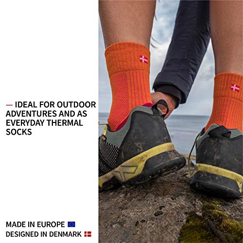 DANISH ENDURANCE Calcetines Ligeros de Senderismo y Trekking de Lana Merino 1 par (Naranja/Fucsia, EU 39-42)