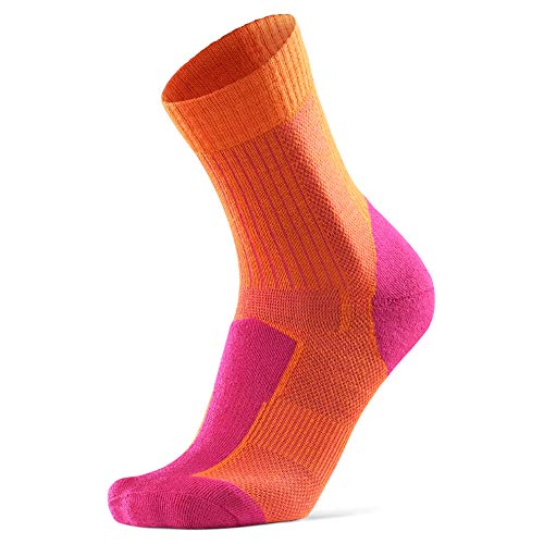 DANISH ENDURANCE Calcetines Ligeros de Senderismo y Trekking de Lana Merino 1 par (Naranja/Fucsia, EU 39-42)