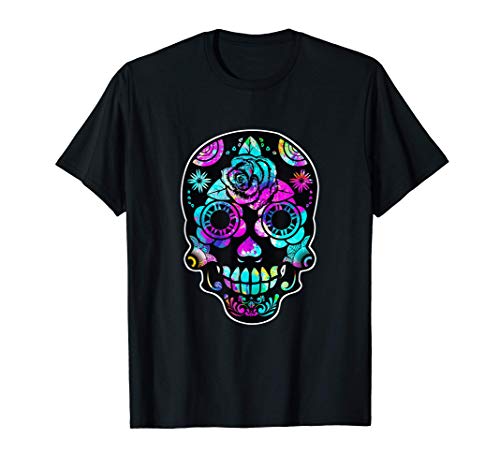 Day of the Dead Halloween Sugar Skull Men Women Gift Costume Camiseta