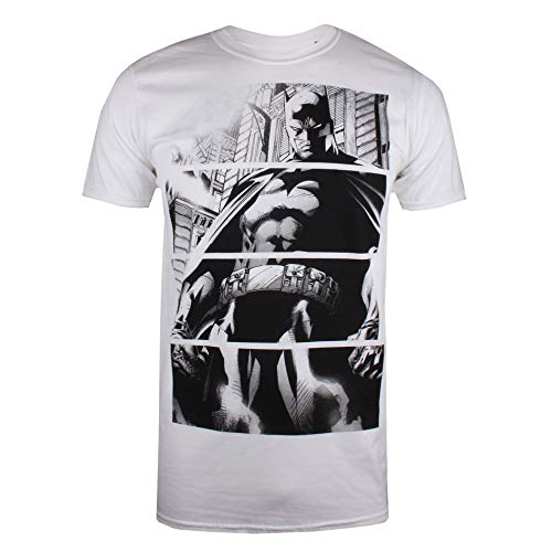 DC Comics Batman Panels Camiseta, Blanco (White White), X-Large para Hombre