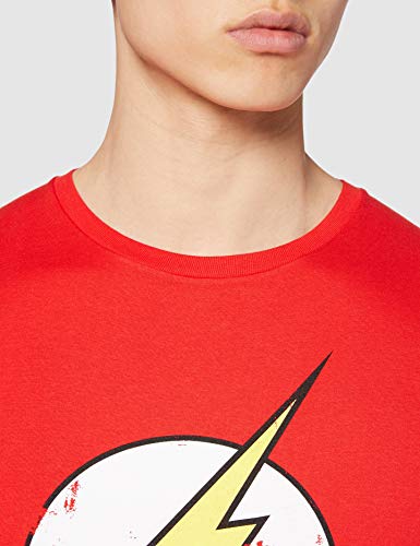 DC Comics - Camiseta de Flash con cuello redondo de manga corta para hombre, Rojo, Medium