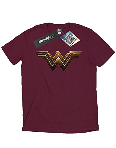 DC Comics Hombre Justice League Movie Wonder Woman Emblem Camiseta Medium borgoña