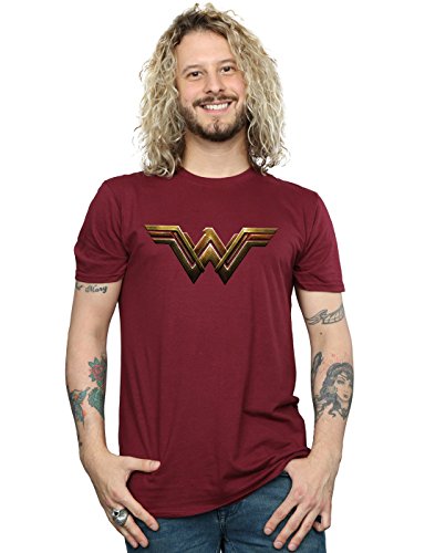 DC Comics Hombre Justice League Movie Wonder Woman Emblem Camiseta Medium borgoña