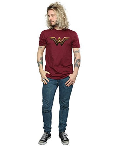 DC Comics Hombre Justice League Movie Wonder Woman Emblem Camiseta Medium borgoña