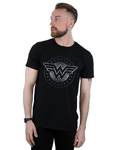 DC Comics hombre Wonder Woman Star Shield Camiseta Medium Negro