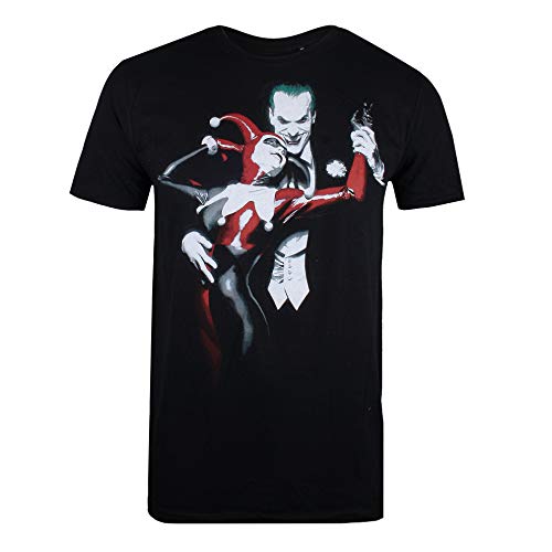 DC Comics Joker & Harley Camiseta, Negro (Black Blk), Large para Hombre