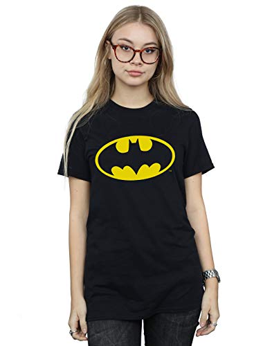 DC Comics Mujer Batman Logo Camiseta del Novio Fit Negro Large