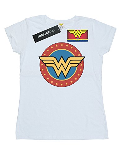 DC Comics Mujer Wonder Woman Circle Logo Camiseta Blanco Medium