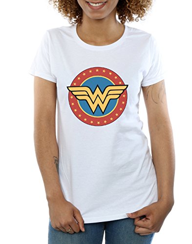 DC Comics Mujer Wonder Woman Circle Logo Camiseta Blanco Medium