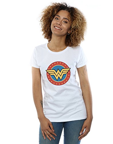 DC Comics Mujer Wonder Woman Circle Logo Camiseta Blanco Medium