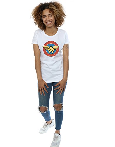 DC Comics Mujer Wonder Woman Circle Logo Camiseta Blanco Medium