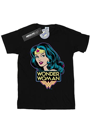 DC Comics Mujer Wonder Woman Head Camiseta del Novio Fit XXX-Large Negro