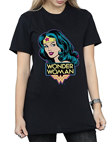 DC Comics Mujer Wonder Woman Head Camiseta del Novio Fit XXX-Large Negro